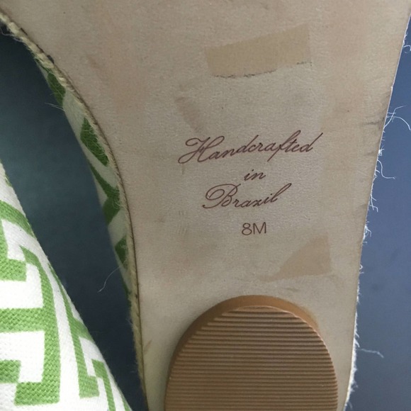 Rowen Women's Greek Key Pointed Toe Espadrilles Flats Size 8M Green/Cream - Picture 11 of 13